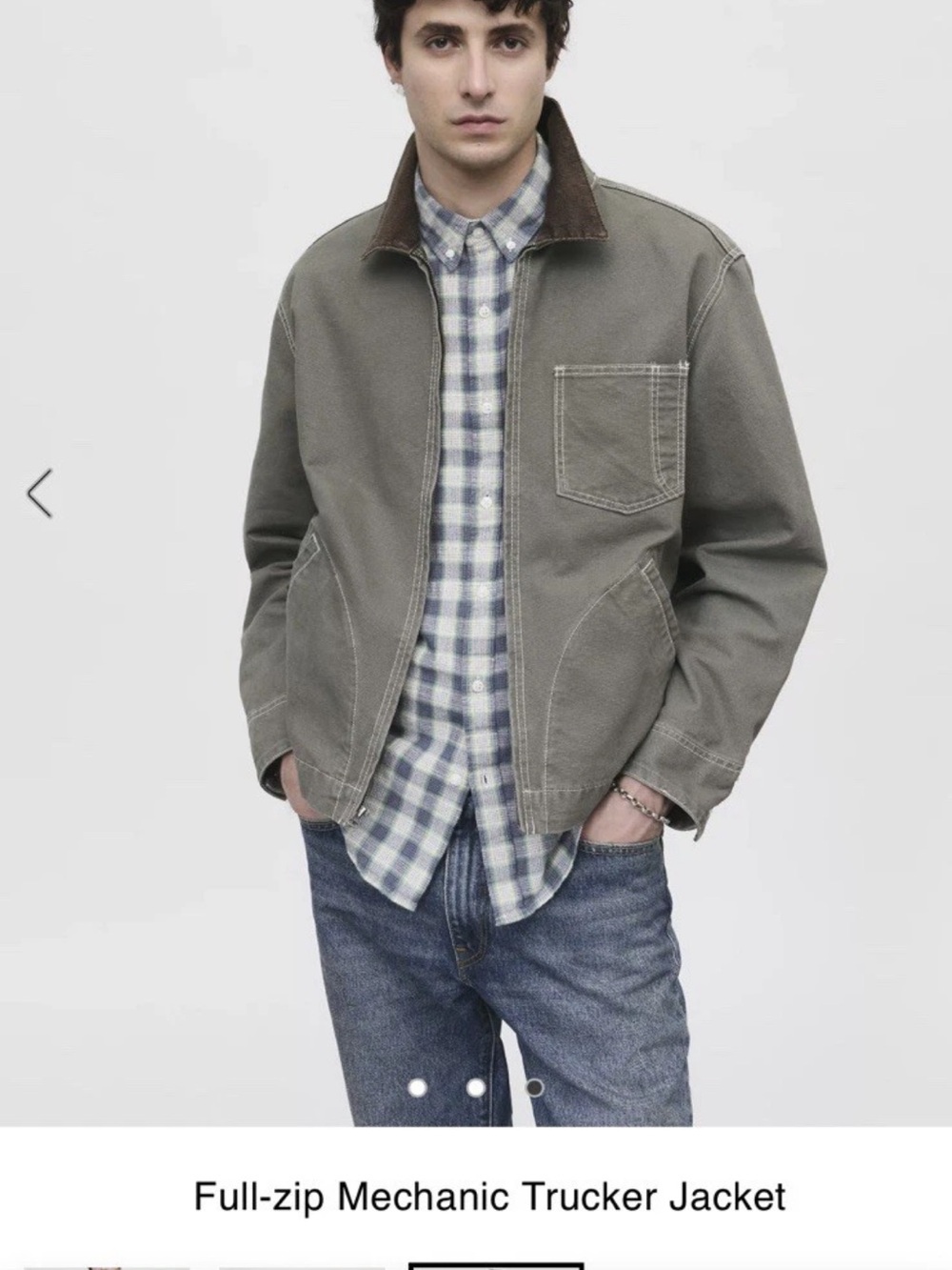 Levi’s Premium A8635-0006 Mechanic Jacket Gray Canvas Corduroy Collar M NWOT